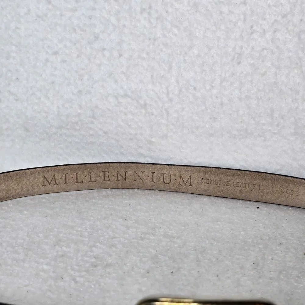Vintage Millennium Black Leather Belt Large Two-tone Hardware 1998 - Picture 4 of 7